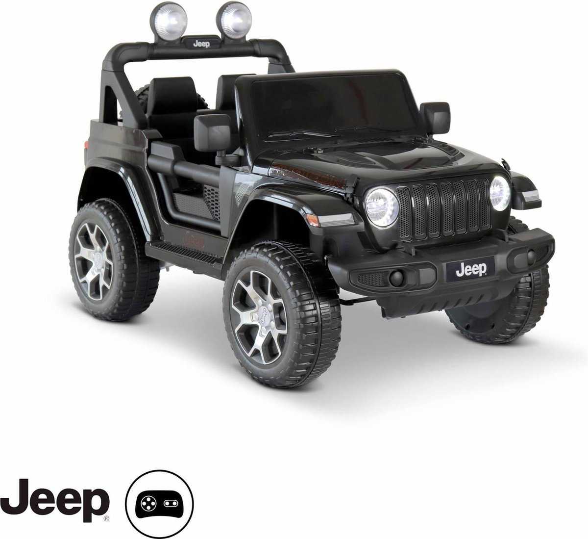 Alices Garden Elektrische kinderauto JEEP Wrangler Rubicon - 12V - met afstandsbediening en autoradio - Zwart